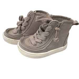 Billy Footwear High Top Sneakers Kids Size 5 Grey Adaptive Zip Canvas Shoes